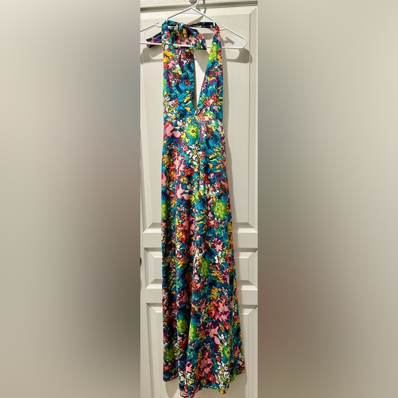 Free People Nouveau Tropic Plunging Halter Neck Linen Blend Bare Back Maxi ZB2 - Picture 13 of 13